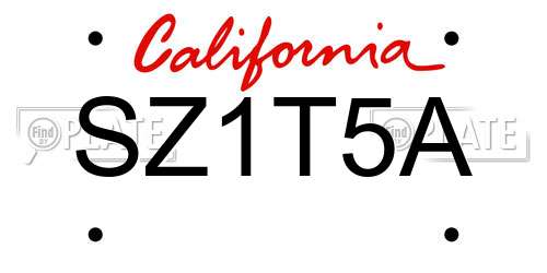SZ1T5A California License Plate
