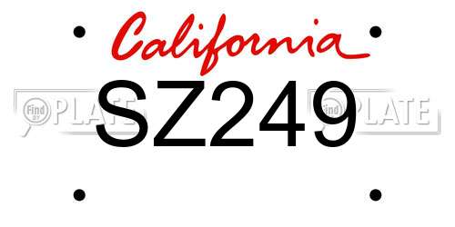 SZ249 California License Plate