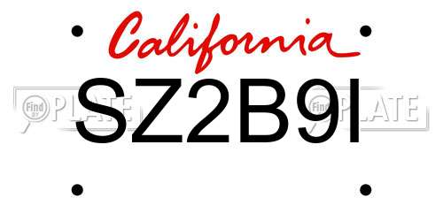 SZ2B9I California License Plate