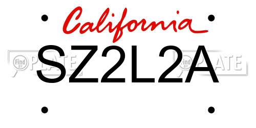 SZ2L2A California License Plate
