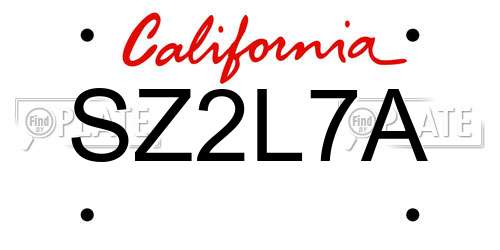 SZ2L7A California License Plate