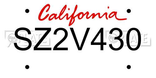 SZ2V430 California License Plate