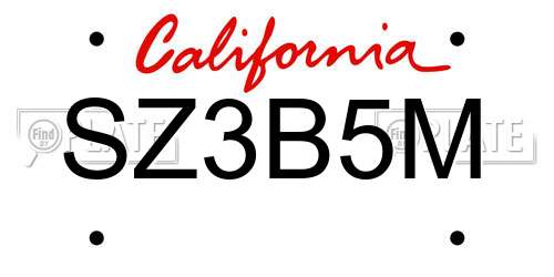 SZ3B5M California License Plate