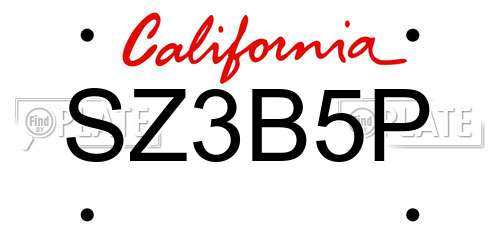 SZ3B5P California License Plate