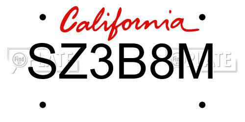 SZ3B8M California License Plate
