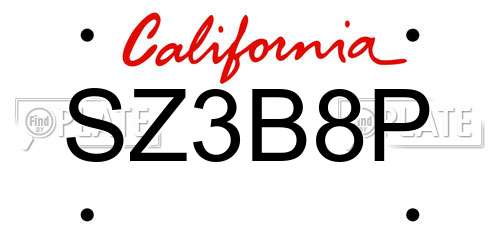 SZ3B8P California License Plate