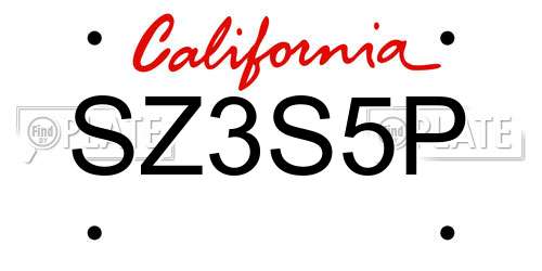 SZ3S5P California License Plate