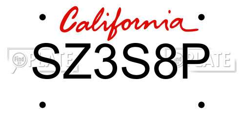 SZ3S8P California License Plate