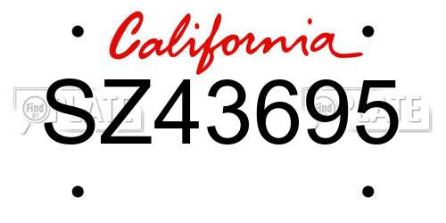 SZ43695 California License Plate