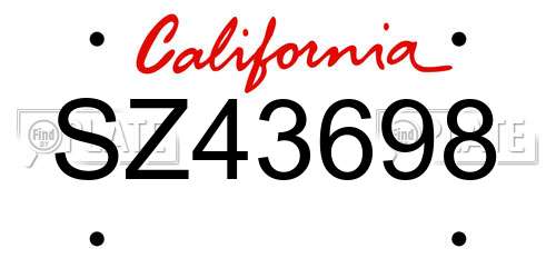 SZ43698 California License Plate