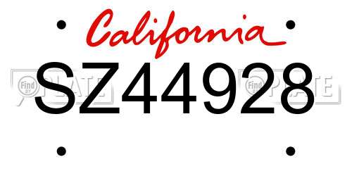 SZ44928 California License Plate