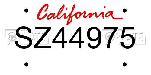 SZ44975 California License Plate
