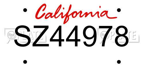 SZ44978 California License Plate