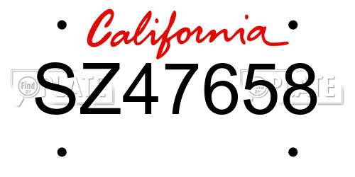 SZ47658 California License Plate