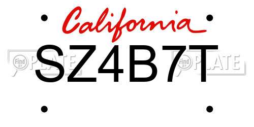 SZ4B7T California License Plate