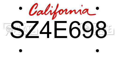 SZ4E698 California License Plate