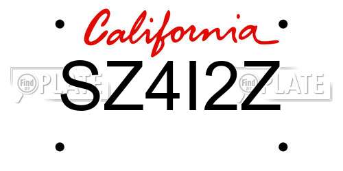 SZ4I2Z California License Plate