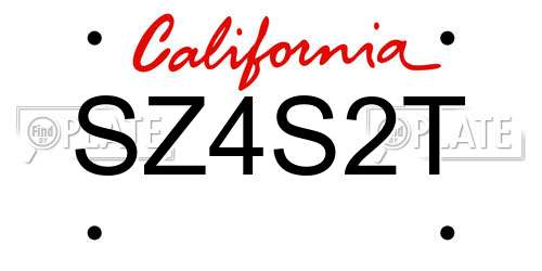 SZ4S2T California License Plate