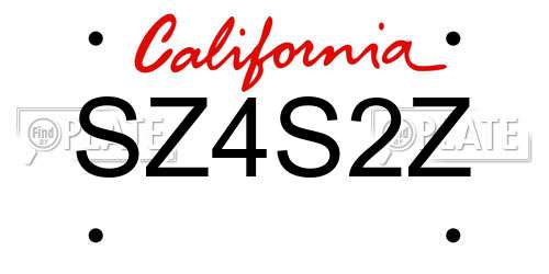 SZ4S2Z California License Plate