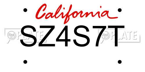 SZ4S7T California License Plate