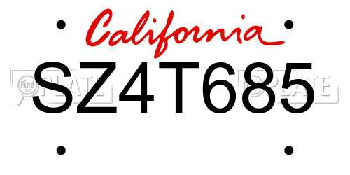 SZ4T685 California License Plate