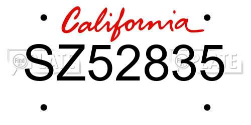 SZ52835 California License Plate