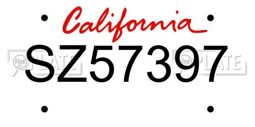 SZ57397 California License Plate