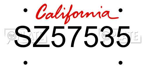 SZ57535 California License Plate