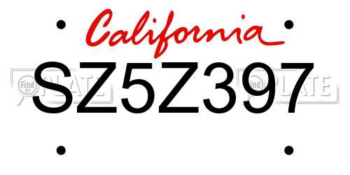 SZ5Z397 California License Plate
