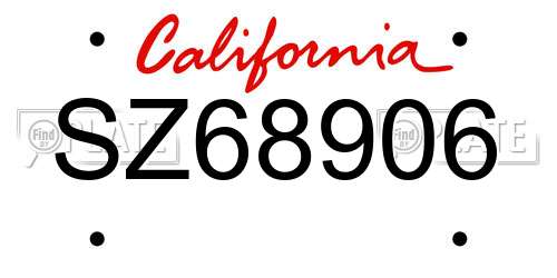 SZ68906 California License Plate