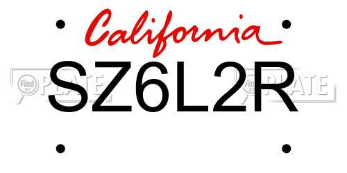 SZ6L2R California License Plate