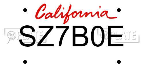 SZ7B0E California License Plate