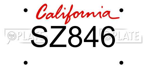SZ846 California License Plate