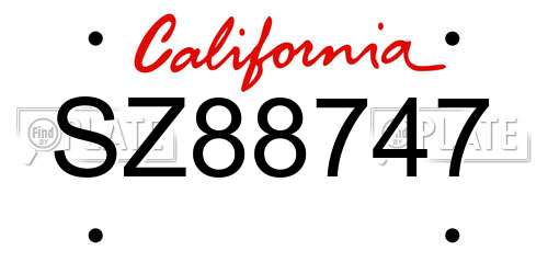 SZ88747 California License Plate