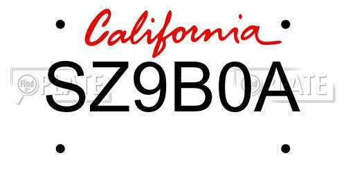 SZ9B0A California License Plate