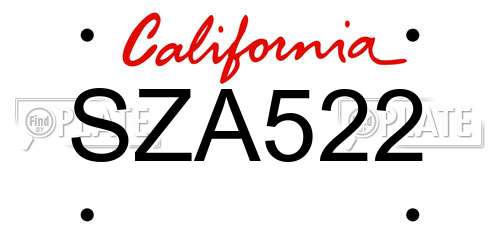 SZA522 California License Plate