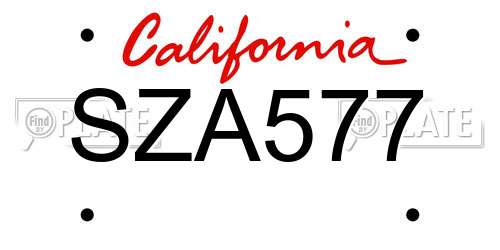 SZA577 California License Plate