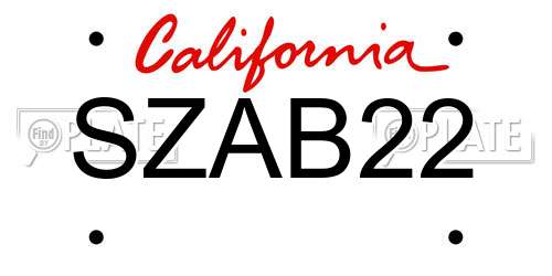 SZAB22 California License Plate