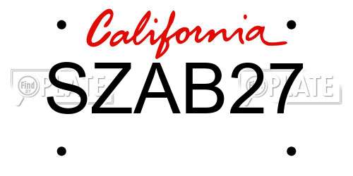 SZAB27 California License Plate