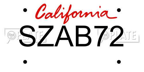 SZAB72 California License Plate