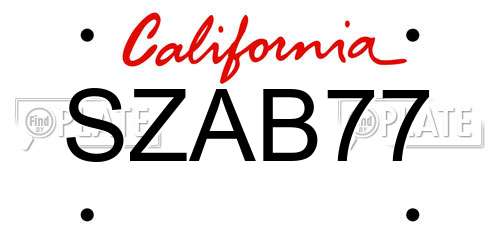 SZAB77 California License Plate
