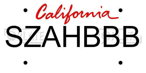 SZAHBBB California License Plate