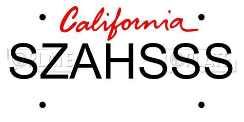 SZAHSSS California License Plate