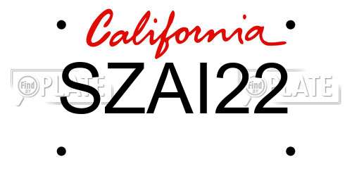 SZAI22 California License Plate
