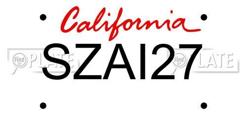 SZAI27 California License Plate