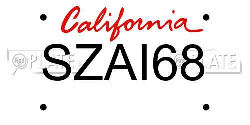 SZAI68 California License Plate