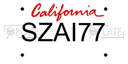 SZAI77 California License Plate
