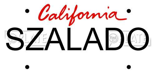 SZALADO California License Plate