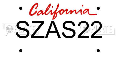 SZAS22 California License Plate