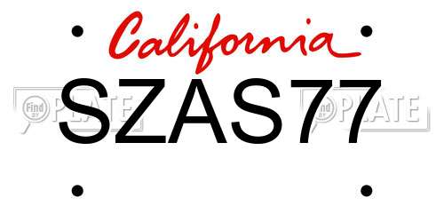 SZAS77 California License Plate